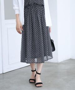 Maison de CINQ / メゾン ドゥ サンク ロング・マキシ丈スカート | 【小さいサイズ】幾何柄シフォンスカート/丈の長さが選べる/洗濯機で洗える/セットアップ対応