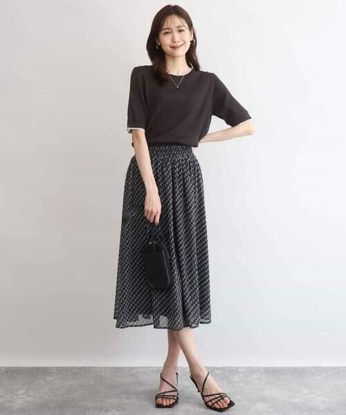 Maison de CINQ / メゾン ドゥ サンク ロング・マキシ丈スカート | 【小さいサイズ】幾何柄シフォンスカート/丈の長さが選べる/洗濯機で洗える/セットアップ対応 | 詳細4