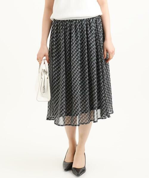 Maison de CINQ / メゾン ドゥ サンク ロング・マキシ丈スカート | 【小さいサイズ】幾何柄シフォンスカート/丈の長さが選べる/洗濯機で洗える/セットアップ対応 | 詳細15
