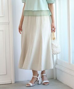 Maison de CINQ / メゾン ドゥ サンク ロング・マキシ丈スカート | 【小さいサイズ】[UVカット/洗える]リネン混フレアースカート
