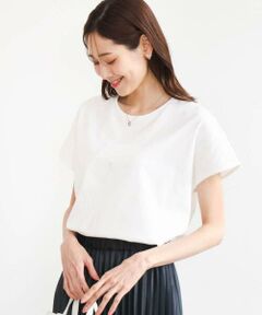 Maison de CINQ / メゾン ドゥ サンク カットソー | 【小さいサイズ】[洗濯機で洗える]ニュアンスロゴ フレンチスリーブTシャツ
