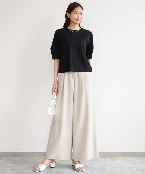 Maison de CINQ / メゾン ドゥ サンク カットソー | 【小さいサイズ】[接触冷感/洗える]シルケットスムース タックスリーブカットソー | 詳細11