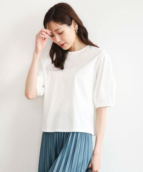 Maison de CINQ / メゾン ドゥ サンク カットソー | 【小さいサイズ】[接触冷感/洗える]シルケットスムース タックスリーブカットソー | 詳細16