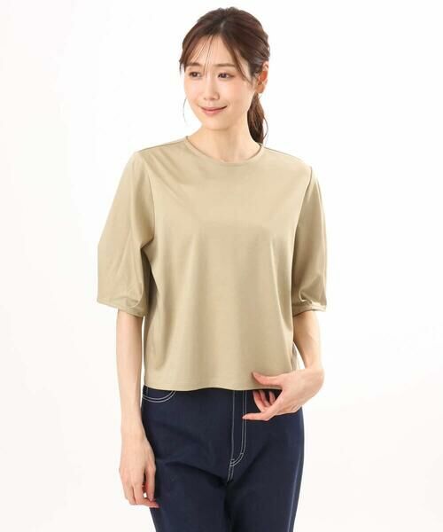 Maison de CINQ / メゾン ドゥ サンク カットソー | 【小さいサイズ】[接触冷感/洗える]シルケットスムース タックスリーブカットソー | 詳細30