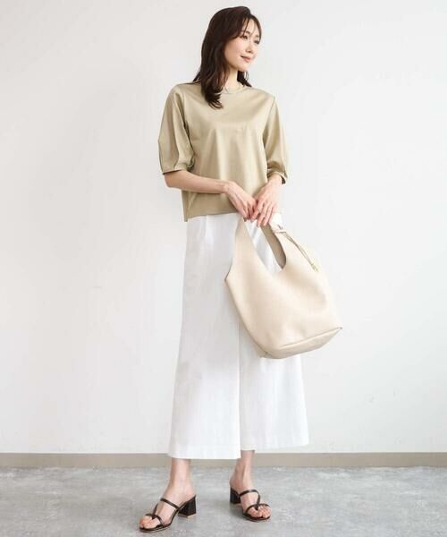 Maison de CINQ / メゾン ドゥ サンク カットソー | 【小さいサイズ】[接触冷感/洗える]シルケットスムース タックスリーブカットソー | 詳細4