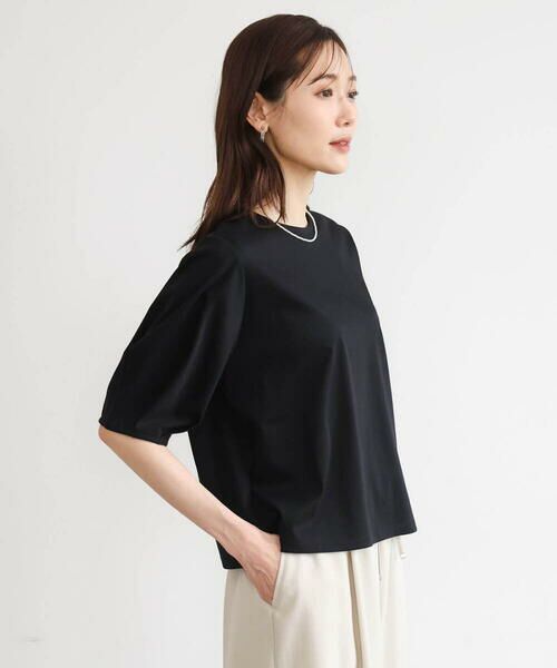 Maison de CINQ / メゾン ドゥ サンク カットソー | 【小さいサイズ】[接触冷感/洗える]シルケットスムース タックスリーブカットソー | 詳細6