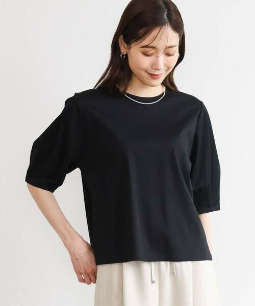 Maison de CINQ / メゾン ドゥ サンク カットソー | 【小さいサイズ】[接触冷感/洗える]シルケットスムース タックスリーブカットソー | 詳細7
