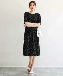 【小さいサイズ】[イージーケア/洗濯機で洗える]タックデザインジャージーワンピース