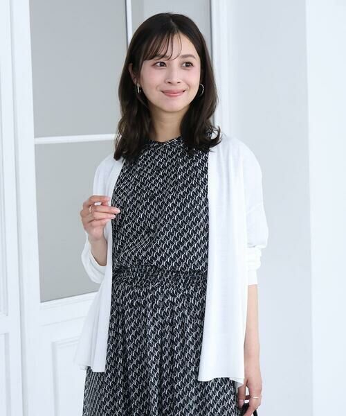Maison de CINQ / メゾン ドゥ サンク カーディガン・ボレロ | 【小さいサイズ】[接触冷感/洗える]ミドル丈着流しカーディガン（ホワイト）