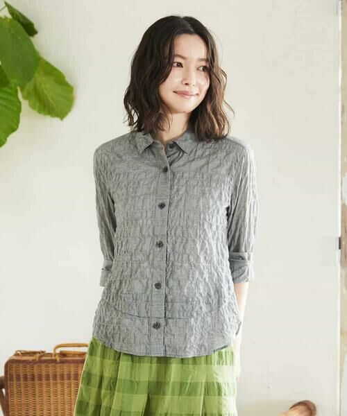 Maison de CINQ / メゾン ドゥ サンク シャツ・ブラウス | コットンシャーリングブラウス（ブラック）