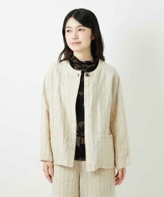 [セットアップ対応]リネンステッチストライプジャケット