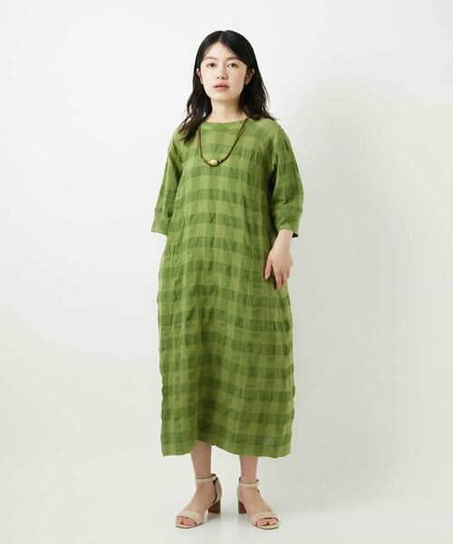 Maison de CINQ / メゾン ドゥ サンク ロング・マキシ丈ワンピース | [セットアップ対応]シャドーチェックワンピース | 詳細1