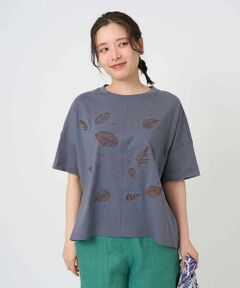 Maison de CINQ / メゾン ドゥ サンク カットソー | コットン天竺リーフ刺繍カットソー