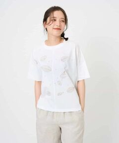 Maison de CINQ / メゾン ドゥ サンク カットソー | コットン天竺リーフ刺繍カットソー