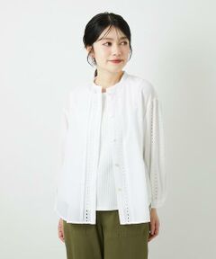 Maison de CINQ / メゾン ドゥ サンク シャツ・ブラウス | アイレット刺繍8分袖ブラウス