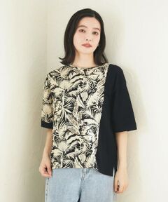 Maison de CINQ / メゾン ドゥ サンク カットソー | [日本製]リーフアシンメトリー5分袖カットソー