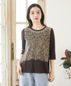 レースプリントジャージーカットソー