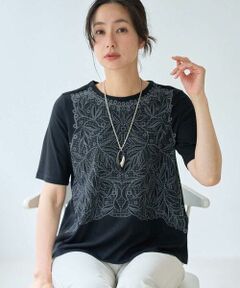 Maison de CINQ / メゾン ドゥ サンク カットソー | レースプリントジャージーカットソー