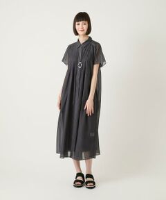 Maison de CINQ / メゾン ドゥ サンク ロング・マキシ丈ワンピース | 【小さいサイズ】サテンデニムピンタックデザインワンピース
