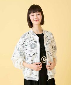 【小さいサイズ】フラワーレースデザインブルゾン