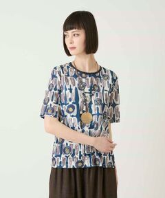Maison de CINQ / メゾン ドゥ サンク カットソー | 【小さいサイズ】エスニックグラフィックデザインカットソー