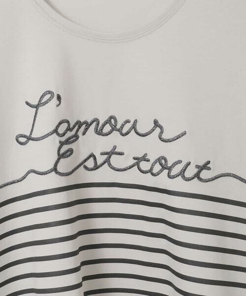 Maison de CINQ / メゾン ドゥ サンク カットソー | 【小さいサイズ】ラメロゴ刺繍ボーダープリントカットソー | 詳細23