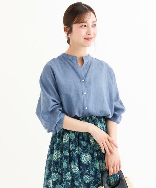 Maison de CINQ / メゾン ドゥ サンク シャツ・ブラウス | 【小さいサイズ】[接触冷感/通気性/洗える]ラミーリネン混シャツブラウス | 詳細2