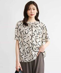 Maison de CINQ / メゾン ドゥ サンク シャツ・ブラウス | 【小さいサイズ】[接触冷感/洗える]アートプリントブラウス
