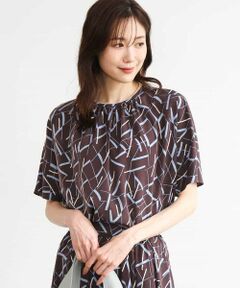 Maison de CINQ / メゾン ドゥ サンク シャツ・ブラウス | 【小さいサイズ】[接触冷感/洗える]アートプリントブラウス
