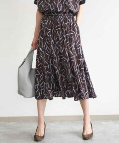 Maison de CINQ / メゾン ドゥ サンク ロング・マキシ丈スカート | 【小さいサイズ】[接触冷感/洗える]アートプリントミディ丈スカート