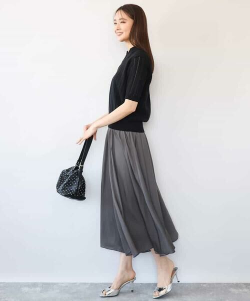 Maison de CINQ / メゾン ドゥ サンク その他パンツ | 【小さいサイズ】[瞬美シリーズ/UVカット/接触冷感/洗える]サテンガウチョパンツ | 詳細3