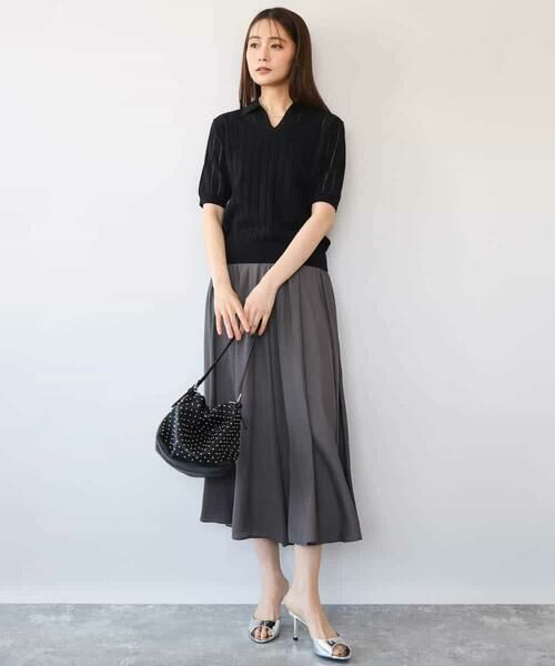 Maison de CINQ / メゾン ドゥ サンク その他パンツ | 【小さいサイズ】[瞬美シリーズ/UVカット/接触冷感/洗える]サテンガウチョパンツ | 詳細4