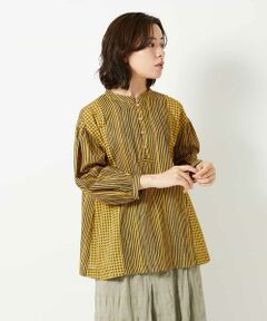 Maison de CINQ / メゾン ドゥ サンク シャツ・ブラウス | コットンストライプギンガムギャザーブラウス