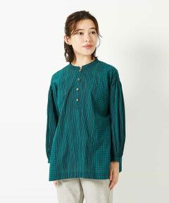 Maison de CINQ / メゾン ドゥ サンク シャツ・ブラウス | コットンストライプギンガムギャザーブラウス