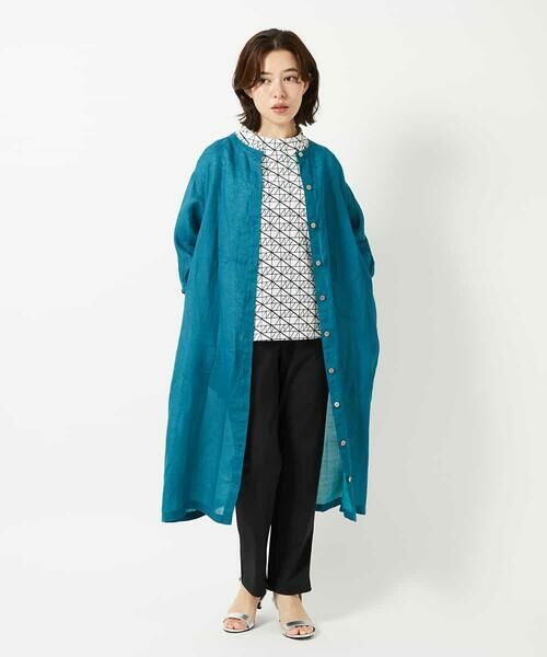 Maison de CINQ / メゾン ドゥ サンク ロング・マキシ丈ワンピース | 麻シャンブレープリントワンピース | 詳細4