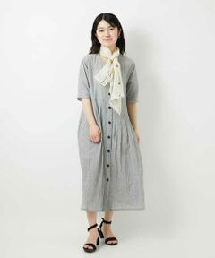 Maison de CINQ / メゾン ドゥ サンク ロング・マキシ丈ワンピース | 綿麻ワッシャーアシンメトリー切替ワンピース