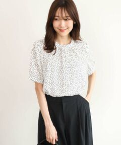 Maison de CINQ / メゾン ドゥ サンク シャツ・ブラウス | 【小さいサイズ】[洗える]幾何柄ボウタイ風ブラウス