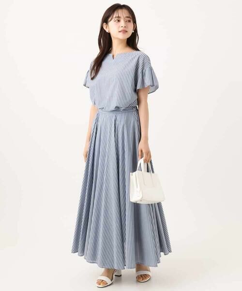 Maison de CINQ / メゾン ドゥ サンク シャツ・ブラウス | 【小さいサイズ】[接触冷感/通気性/透湿性/洗える]ストライプ柄フレアースリーブブラウス | 詳細14