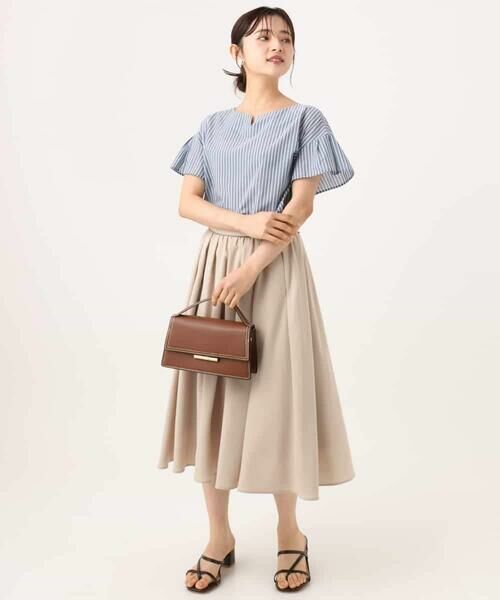 Maison de CINQ / メゾン ドゥ サンク シャツ・ブラウス | 【小さいサイズ】[接触冷感/通気性/透湿性/洗える]ストライプ柄フレアースリーブブラウス | 詳細20