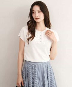 Maison de CINQ / メゾン ドゥ サンク ニット・セーター | 【小さいサイズ】[接触冷感/洗える]ミニフリル フレンチスリーブニット