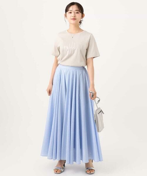 Maison de CINQ / メゾン ドゥ サンク ロング・マキシ丈スカート | 【小さいサイズ】[接触冷感/透湿性/洗える]ストライプ柄フレアースカート | 詳細11