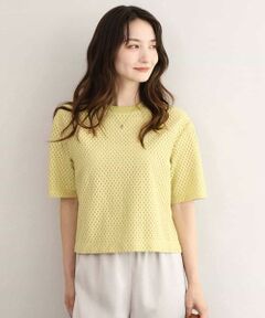 Maison de CINQ / メゾン ドゥ サンク カットソー | 【小さいサイズ】[洗える]ドット調アイレット レースTシャツ