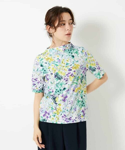 Maison de CINQ / メゾン ドゥ サンク カットソー | 水彩フラワープリントTシャツ（ラベンダー）