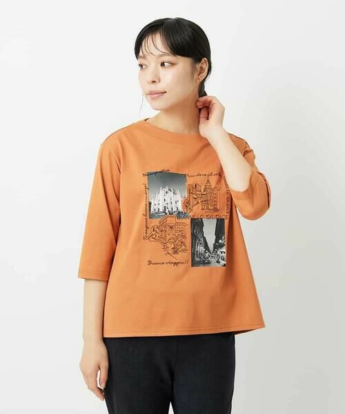 Maison de CINQ / メゾン ドゥ サンク カットソー | 天竺フォトプリントTシャツ（オレンジ）