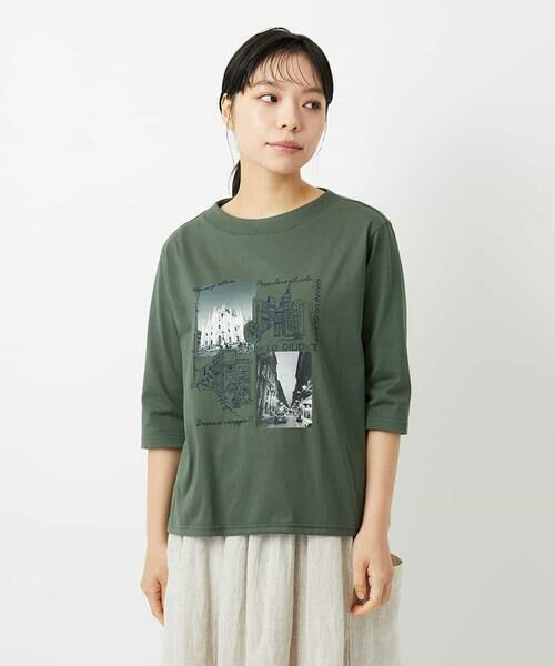 Maison de CINQ / メゾン ドゥ サンク カットソー | 天竺フォトプリントTシャツ（カーキ）