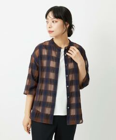 Maison de CINQ / メゾン ドゥ サンク シャツ・ブラウス | シアーチェックバンドカラーブラウス