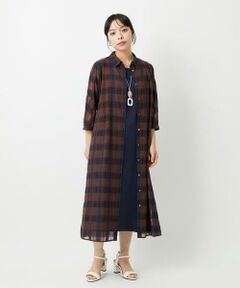 Maison de CINQ / メゾン ドゥ サンク ロング・マキシ丈ワンピース | シアーチェックレイヤードワンピース