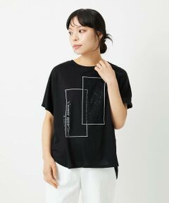 Maison de CINQ / メゾン ドゥ サンク カットソー | シアーチェックスパンコールプリントカットソー