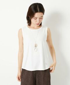 Maison de CINQ / メゾン ドゥ サンク カットソー | メタリックロゴ入りリブテレコタンクトップ