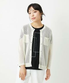 Maison de CINQ / メゾン ドゥ サンク カーディガン・ボレロ | メッシュクルーネックカーディガン
